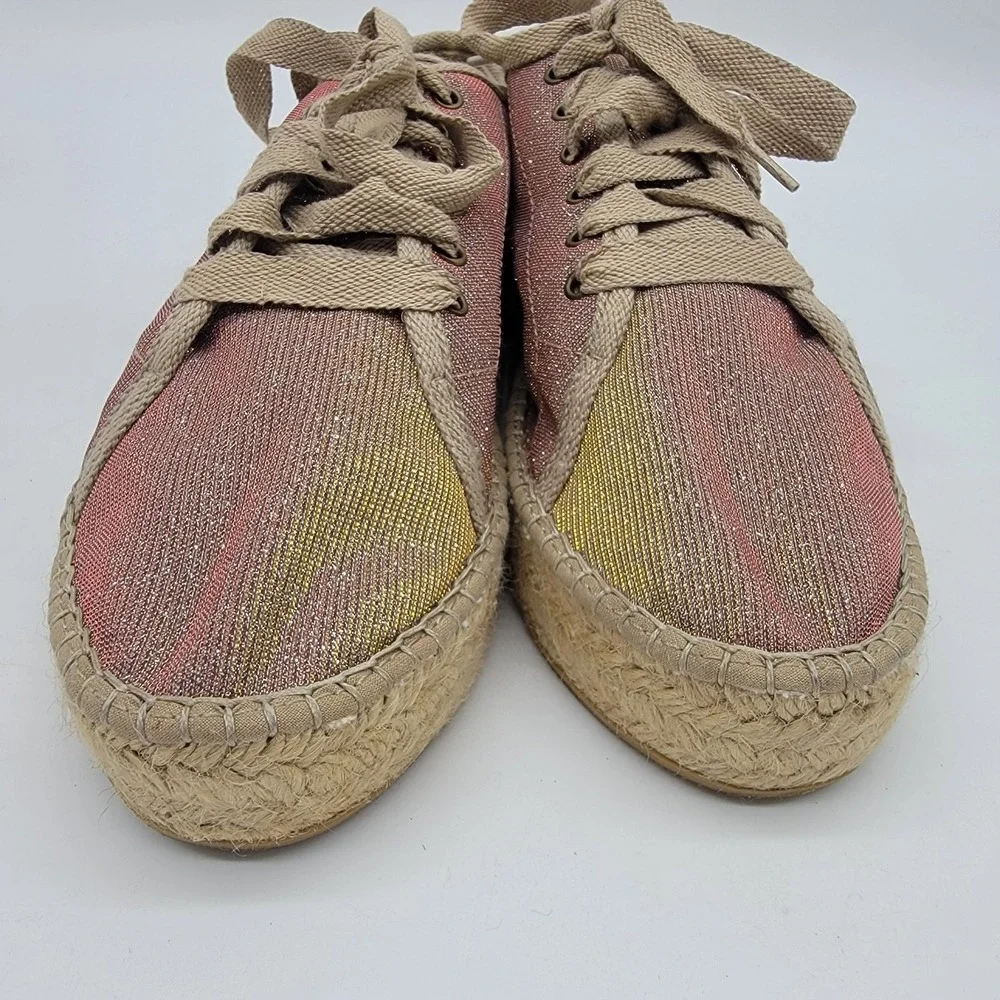Toni Pons Espadrilles Women's Shoe Size 41 US 10.5 Pink Rose Gold Lace Up